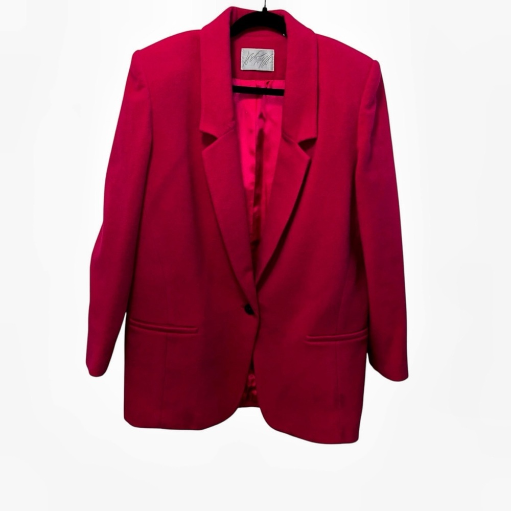 Lord & Taylor Fuchsia Pink Wool Cashmere Blend Coat Jacket Blazer Size 14